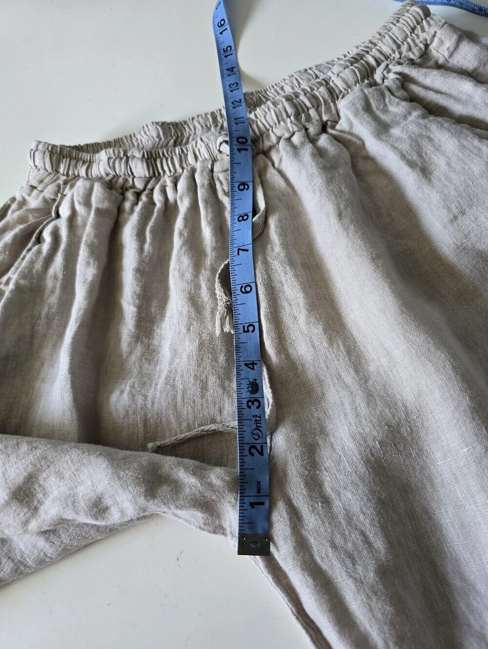 Made In Italy Women's Pull-on Linen Drawstring Pants Beige Waist 25/26
